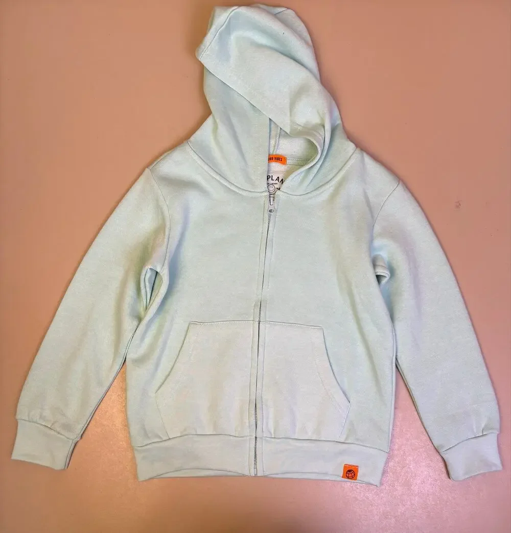 Free Planet Kids Dusty Mint Full Zip Fleece Hoodie Sweatshirt Size 5/6 NWT
